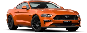 Orange Ford Mustang G T Side View PNG Image