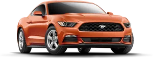 Orange Ford Mustang Side View PNG Image