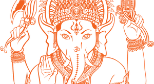 Orange Ganesh Artwork PNG Image