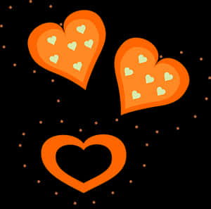 Orange Hearts Black Background PNG image with transparent background