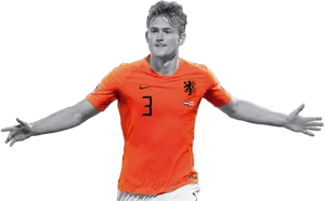 Orange Jersey Football Player Gesture PNG Image