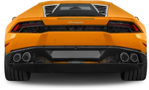 Orange Lamborghini Rear View PNG Image