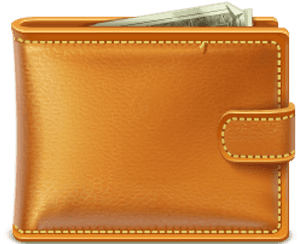 Orange Leather Walletwith Cash PNG image with transparent background