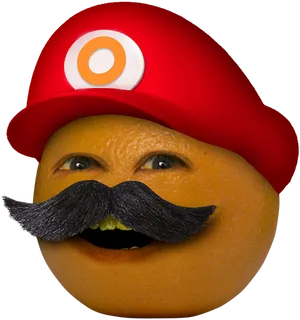 Orange Mustachioed Character Hat PNG Image