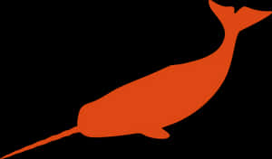Orange Narwhal Silhouette PNG image with transparent background