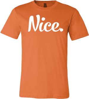 Orange Nice Text T Shirt PNG image with transparent background