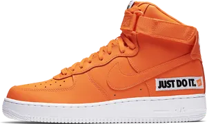 Orange Nike Air Force1 High Top Sneaker PNG Image