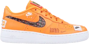 Orange Nike Air Force1 Sneaker PNG Image