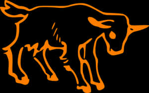 Orange Outline Goat Illustration PNG image with transparent background
