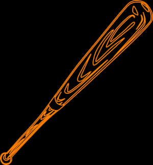 Orange Outlined Baseball Bat Illustration PNG