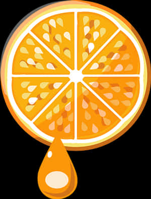 Orange Slice Juice Drip Vector PNG with transparent background