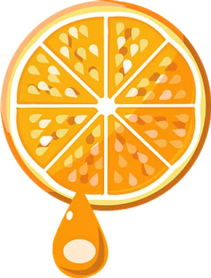 Orange Slice Juice Drip Vector PNG Image