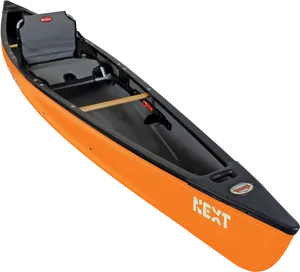 Orange Solo Canoewith Paddle PNG Image