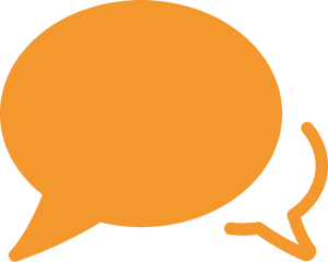 Orange Speech Bubble Graphic PNG image with transparent background