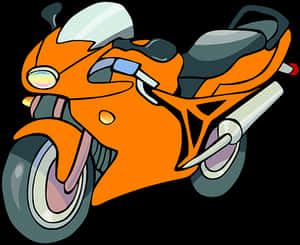 Orange Sport Motorcycle Cartoon PNG with transparent background