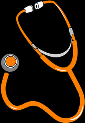 Orange Stethoscope Vector Illustration PNG