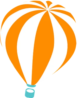 Orange Striped Hot Air Balloon PNG Image