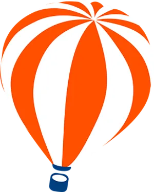 Orange Striped Hot Air Balloon Vector PNG Image