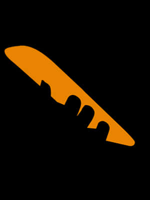Orange Surfboard Silhouette Black Background PNG image with transparent background
