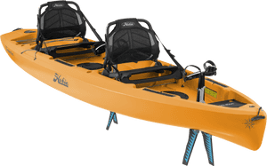 Orange Tandem Kayakwith Pedals PNG image with transparent background