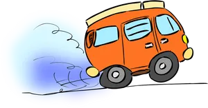 Orange Van Cartoon Illustration PNG Image