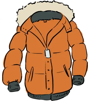 Orange Winter Coat Illustration PNG Image