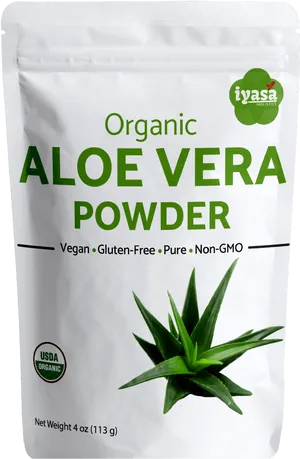 Organic Aloe Vera Powder Packaging PNG Image