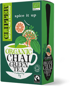 Organic Chai Green Tea Box Clipper PNG with transparent background