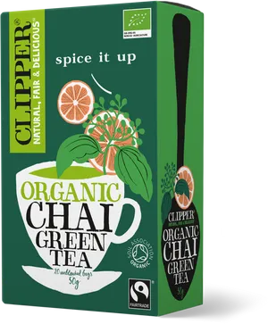 Organic Chai Green Tea Box Clipper PNG Image