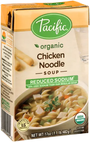 Organic Chicken Noodle Soup Low Sodium Packaging PNG Image