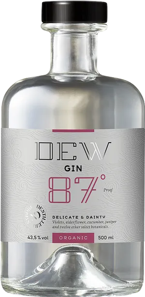 Organic D E W Gin Bottle PNG Image