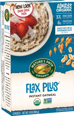 Organic Flax Plus Instant Oatmeal Package PNG Image