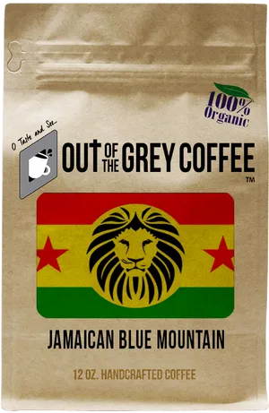 Organic Jamaican Blue Mountain Coffee Packaging PNG Image