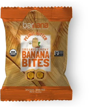 Organic Peanut Butter Banana Bites Packaging PNG Image