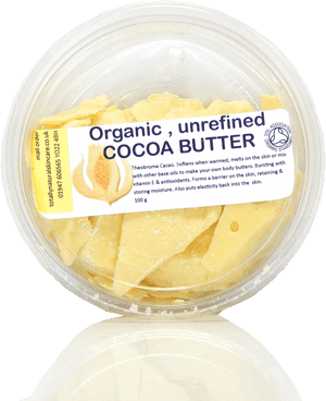 Organic Unrefined Cocoa Butter Container PNG image with transparent background