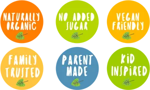 Organic Vegan Friendly Product Labels PNG Image