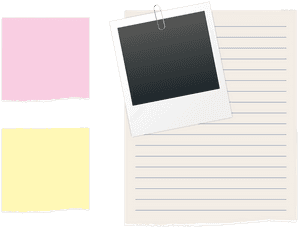 Organized Notesand Photoon Board PNG image with transparent background