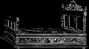 Ornate Antique Bed Illustration PNG with transparent background