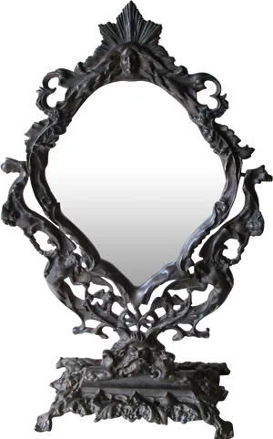 Ornate Antique Mirror Frame PNG Image