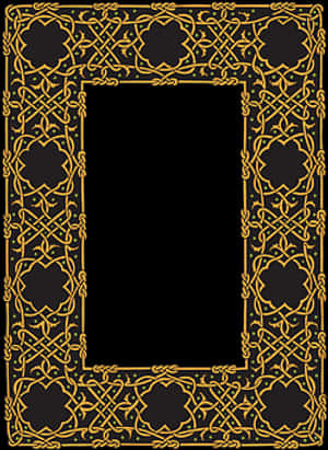 Ornate Black Gold Frame PNG