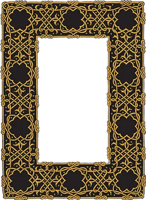 Ornate Black Gold Frame PNG Image