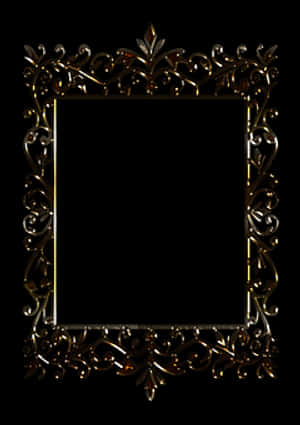 Ornate Black Gold Frame PNG image with transparent background