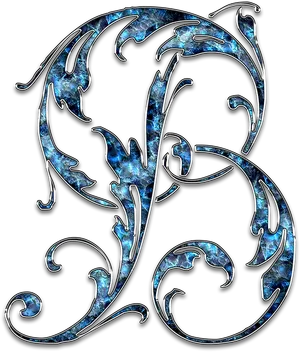 Ornate Blue Letter B PNG Image