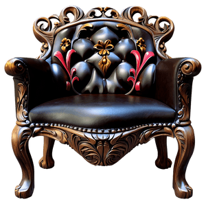 Ornate Carved Wood Armchair PNG 06262024 PNG image with transparent background