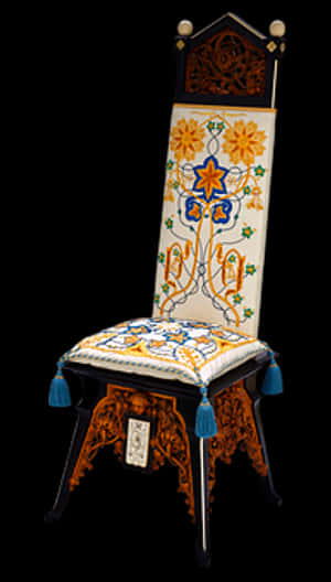 Ornate Embroidered Chair.jpg PNG with transparent background