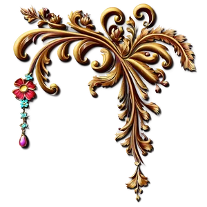 Ornate Floral Corner Decoration Png 8 PNG Image