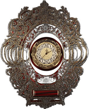 Ornate Gemstone Encrusted Clock PNG