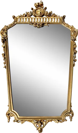 Ornate Golden Antique Mirror PNG Image