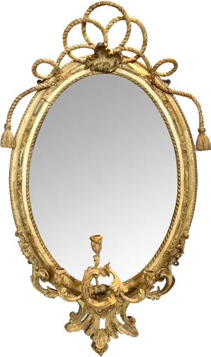 Ornate Golden Antique Mirror PNG Image