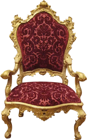 Ornate Golden Baroque Chair PNG Image